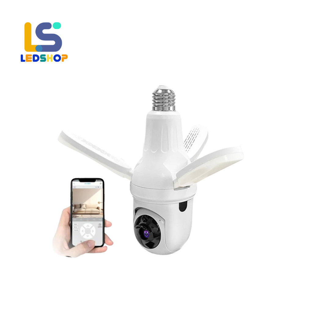 CAMARA DE SEGURIDAD ESTILO FOCO CON LAMPARA LED